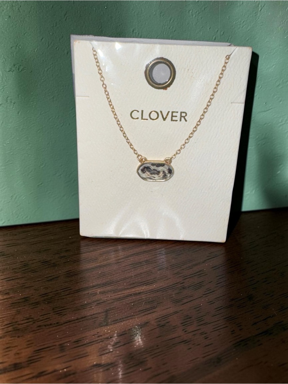 Clover Gold Tone Clear Crystal Pendant Necklace – New on Card